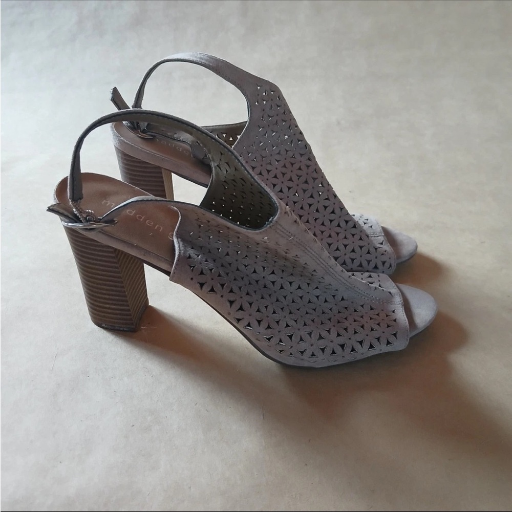 Madden Girl Women's Taupe Block Heel Cage Sandals Size 10